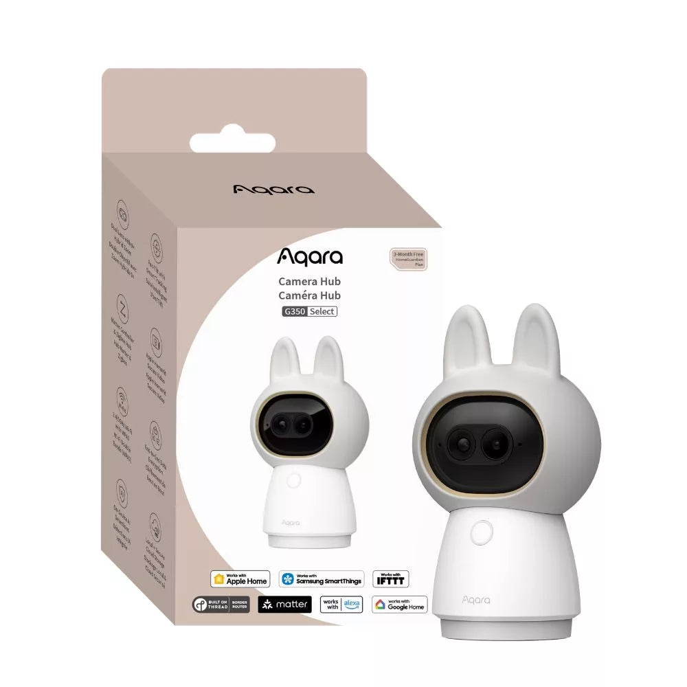 Aqara G350 CAMERA HUB – Smart pan/tilt/zoom camera com AI-powered face and pet recognition, Wi-Fi, Zigbee + Thread, Matter support, branco (CH-C14D)