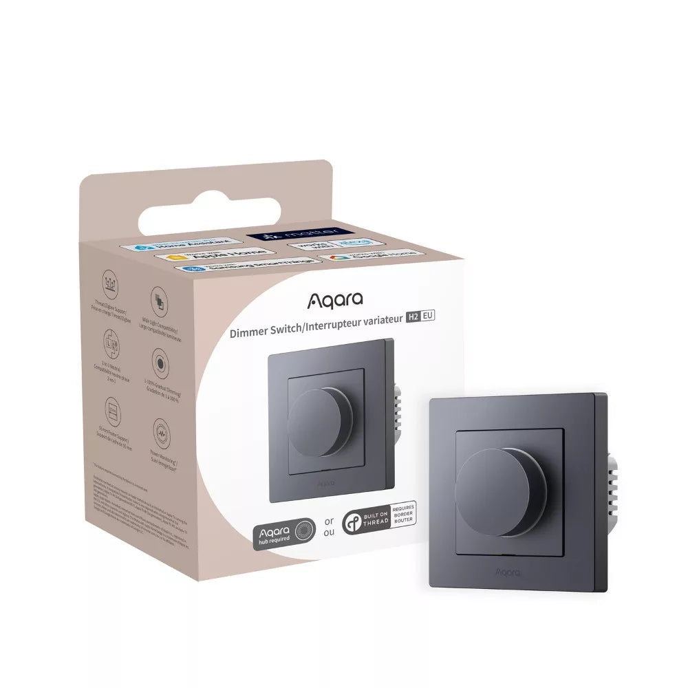 Aqara H2 Dimmer EU, Zigbee + Thread dimmer parede switch com universial wiring, grey