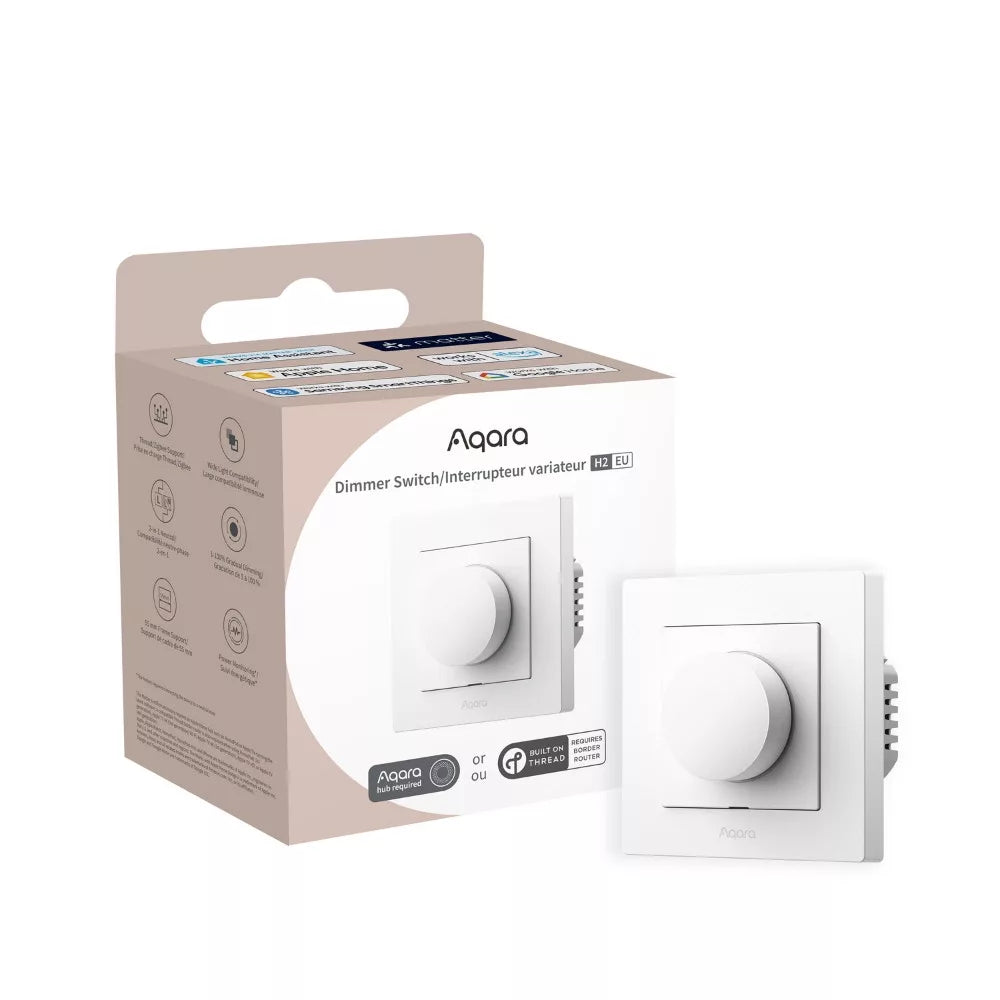 Aqara H2 Dimmer EU, Zigbee + Thread dimmer parede switch com universial wiring, branco