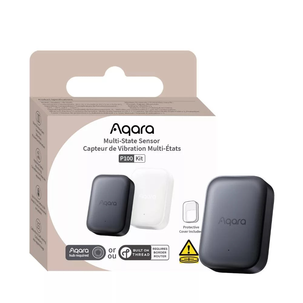 Aqara Multi-State Sensor P100 – Smart multi-sensor for door/window opening, vibration and tilt detection; Zigbee + Thread, gray (VB-S03D)