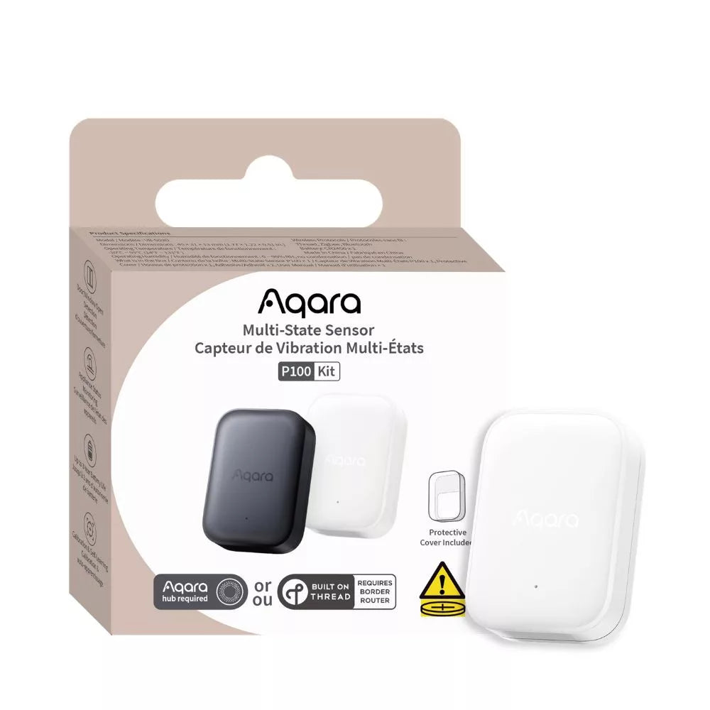 Aqara Multi-State Sensor P100 – Smart multi-sensor for door/window opening, vibration and tilt detection; Zigbee + Thread, branco, (VB-S03E)