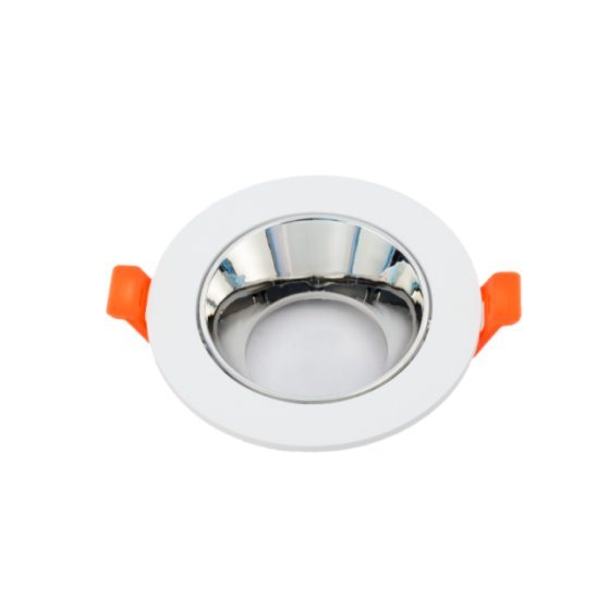 Aro Downlight Circular 75Ø GU10 Branco/Prata