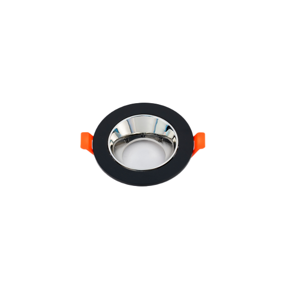 Aro Downlight Circular 75Ø GU10 Preto/Prata