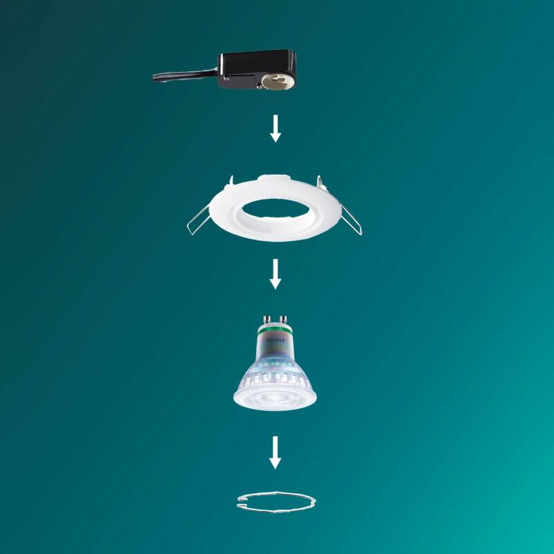 Aro Downlight Circular PHILIPS Peridot para Lâmpadas LED GU10 Ø 75 mm