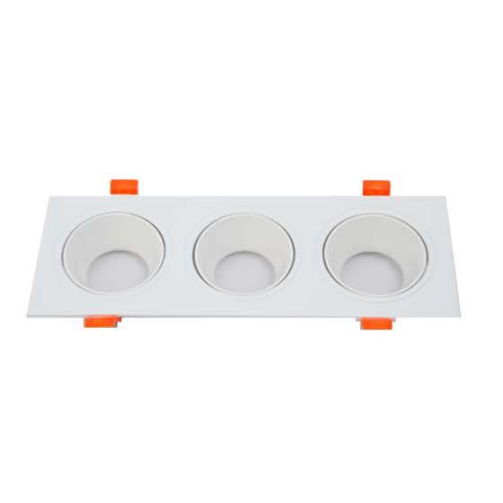 Aro Downlight Quadrado 3xGU10 75x235 Branco | FILUX