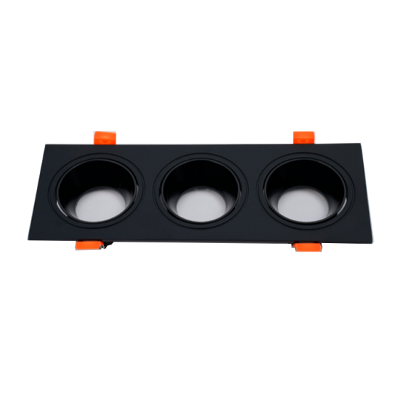 Aro Downlight 3x GU10 75x235 Preto | Embutido