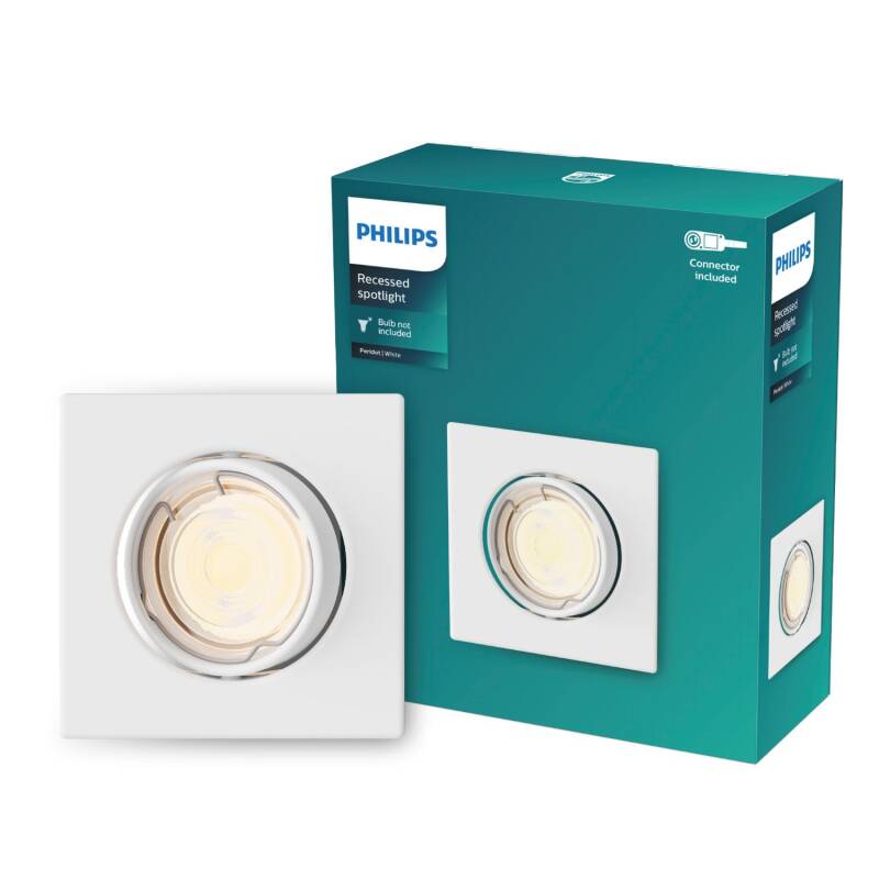Aro Downlight Quadrado PHILIPS Peridot para Lâmpada LED GU10 Ø 75 mm