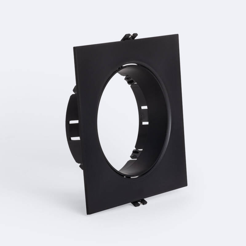 Aro Downlight Encastrável Quadrado Direccionável para Lâmpada LED GU10 AR111 Corte Ø135 mm