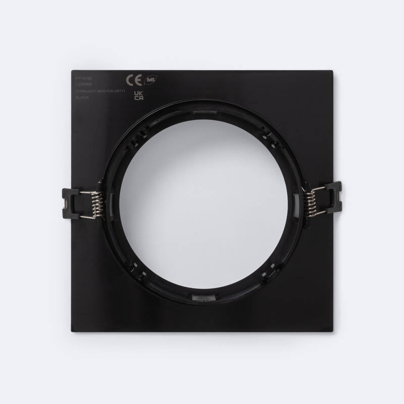 Aro Downlight Encastrável Quadrado Direccionável para Lâmpada LED GU10 AR111 Corte Ø135 mm