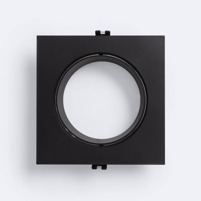 Aro Downlight Encastrável Quadrado Direccionável para Lâmpada LED GU10 AR111 Corte Ø135 mm