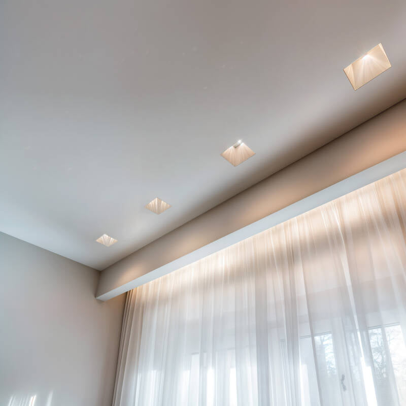 Aro Downlight Integração em Gesso/Pladur Quadrado para Lâmpada LED GU10 / GU5.3 Corte 153x153 mm UGR17