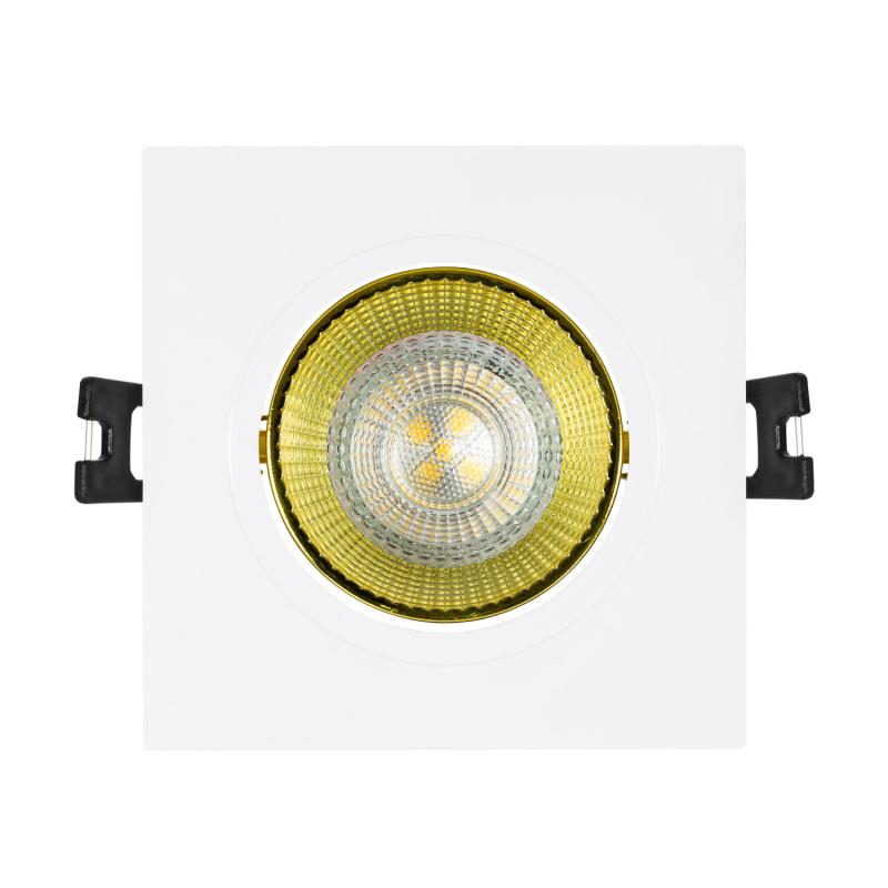 Aro Downlight Quadrado Basculante de Cores para Lâmpada LED GU10/GU5.3 Corte Ø80 mm