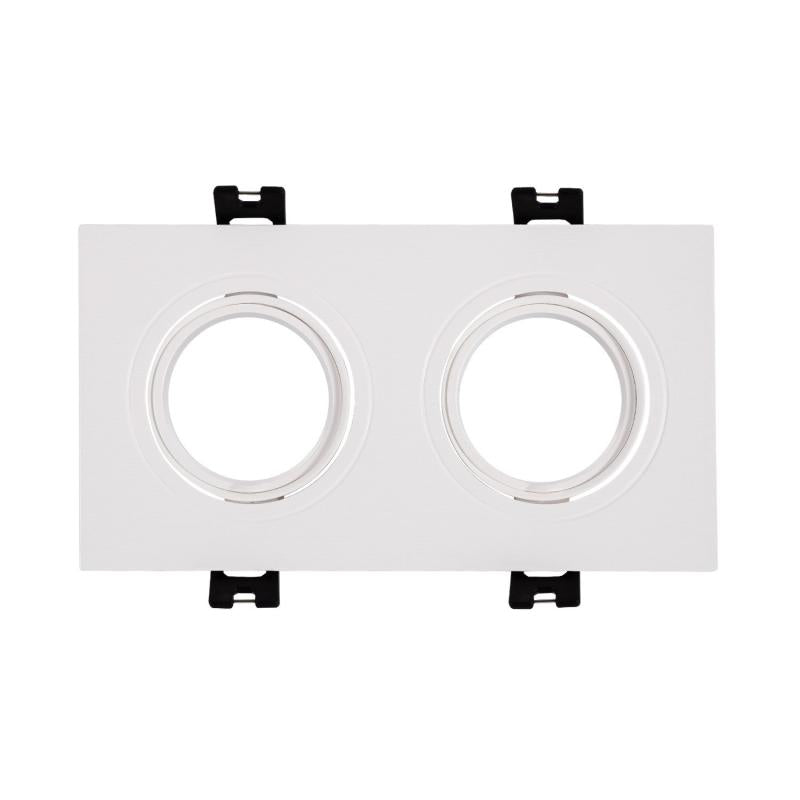 Aro Downlight Quadrado Basculante para duas Lámpada LED GU10 / GU5.3 Corte 75x150 mm