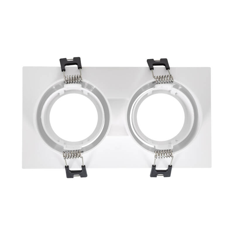 Aro Downlight Quadrado Basculante para duas Lámpada LED GU10 / GU5.3 Corte 75x150 mm