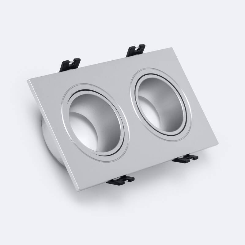 Aro Downlight Quadrado Basculante para duas lâmpadas LED GU10 / GU5.3