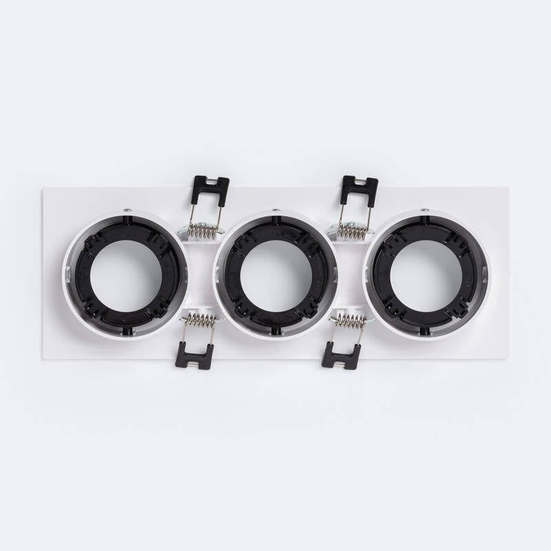 Aro Downlight Quadrado Basculante para três Lâmpadas LED GU10 / GU5.3 Corte 75x235 mm