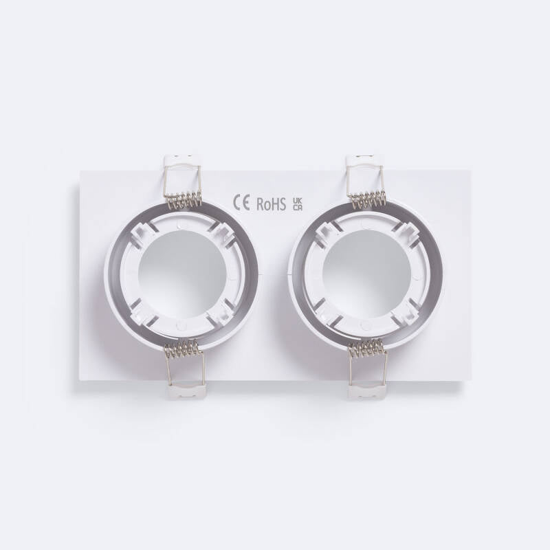Aro Downlight Quadrado Branco para Duas Lâmpadas LED GU10 / GU5.3 Corte 75x155 mm