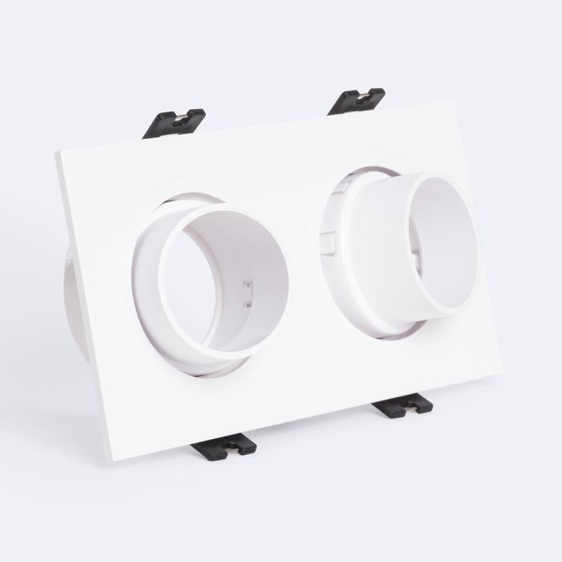 Aro Downlight Quadrado Inclinável Baixo UGR para duas Lâmpadas LED GU10 / GU5.3 Corte 75x150 mm Suefix