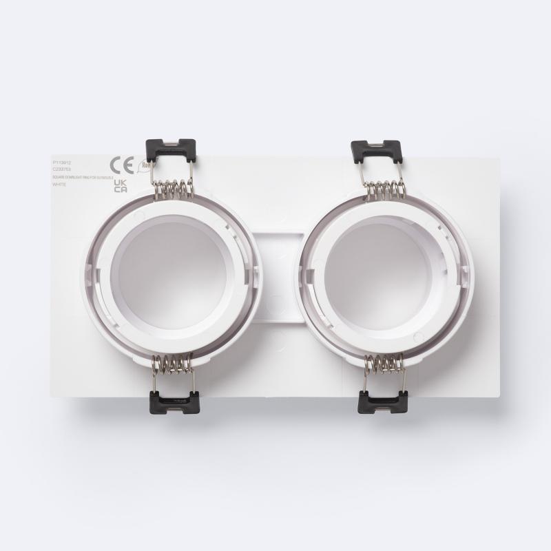 Aro Downlight Quadrado Inclinável Baixo UGR para duas Lâmpadas LED GU10 / GU5.3 Corte 75x150 mm Suefix