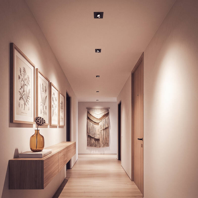 Aro Downlight Quadrado Inclinável Baixo UGR para Lâmpada LED GU10 / GU5.3 Corte Ø75 mm Suefix