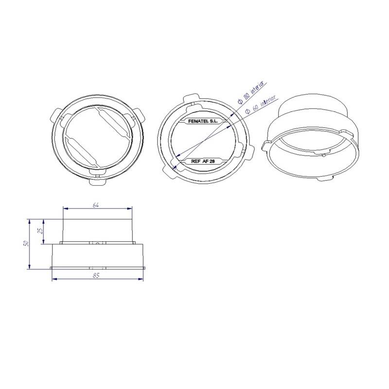 Aro para Focos 2 medidas 60mm – 80mm AF28