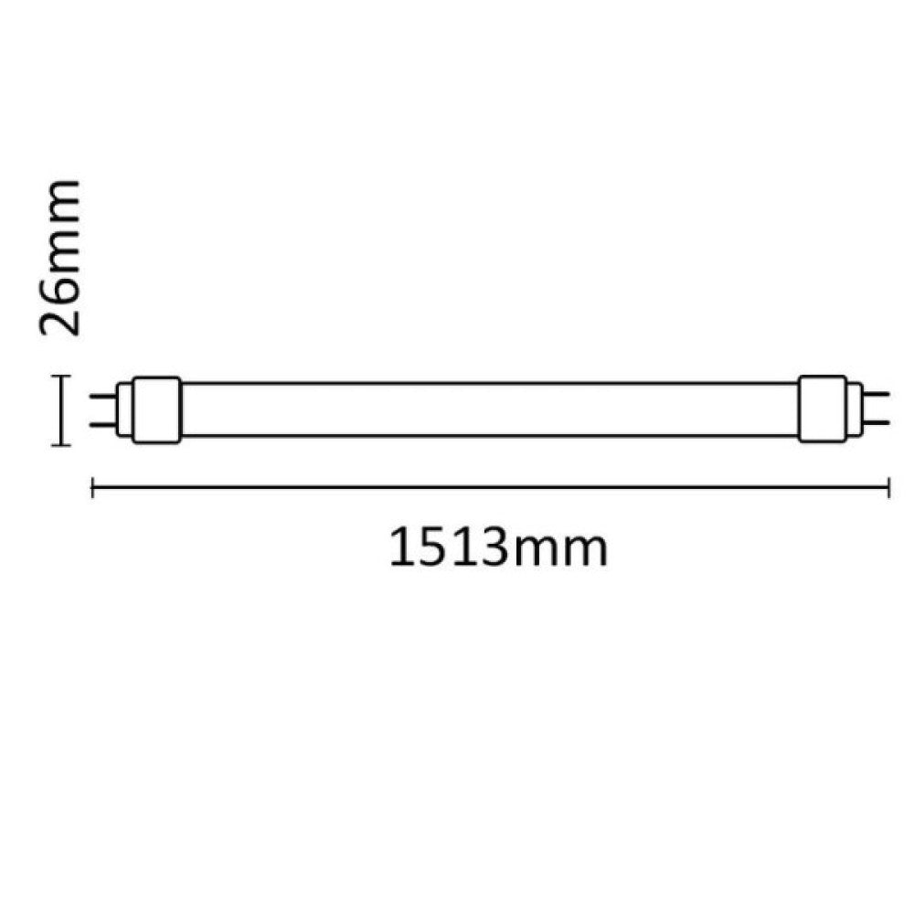 Tubo LED Asalite Vidro G13 22W 2200Lm 3000K IP20