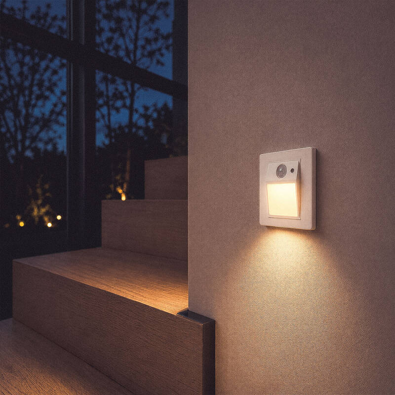 Baliza de Parede LED Encastrável com Sensor PIR e Crepuscular Olite