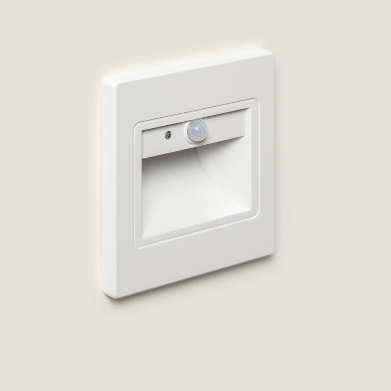 Baliza de Parede LED 1.5 W Encastrável com Sensor PIR e Crepuscular Bark Branco