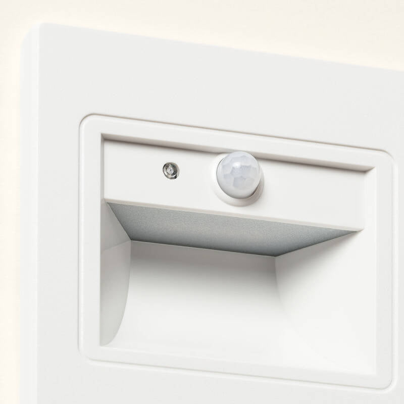 Baliza de Parede LED 1.5 W Encastrável com Sensor PIR e Crepuscular Bark Branco