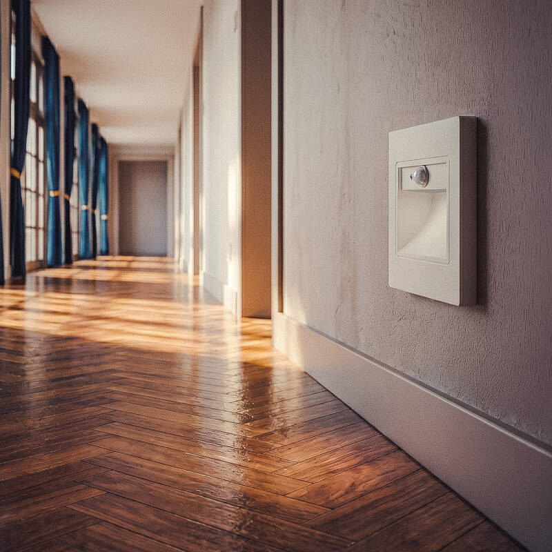 Baliza de Parede LED 1.5 W Encastrável com Sensor PIR e Crepuscular Bark Branco