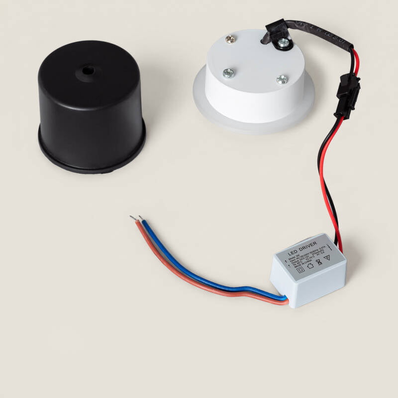 Baliza LED de 3 W Encastrável em Alumínio Parede Circular Preta Occulare