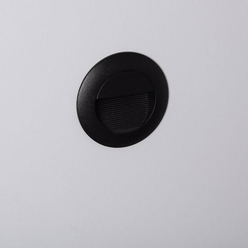Baliza LED de 3 W Encastrável em Alumínio Parede Circular Preta Occulare