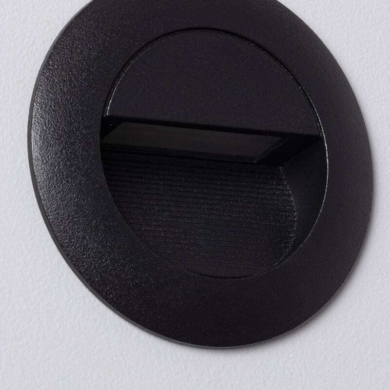 Baliza LED de 3 W Encastrável em Alumínio Parede Circular Preta Occulare