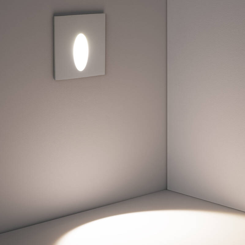 Baliza de Parede LED 3W de Alumínio Quadrada Oval Olite Branca