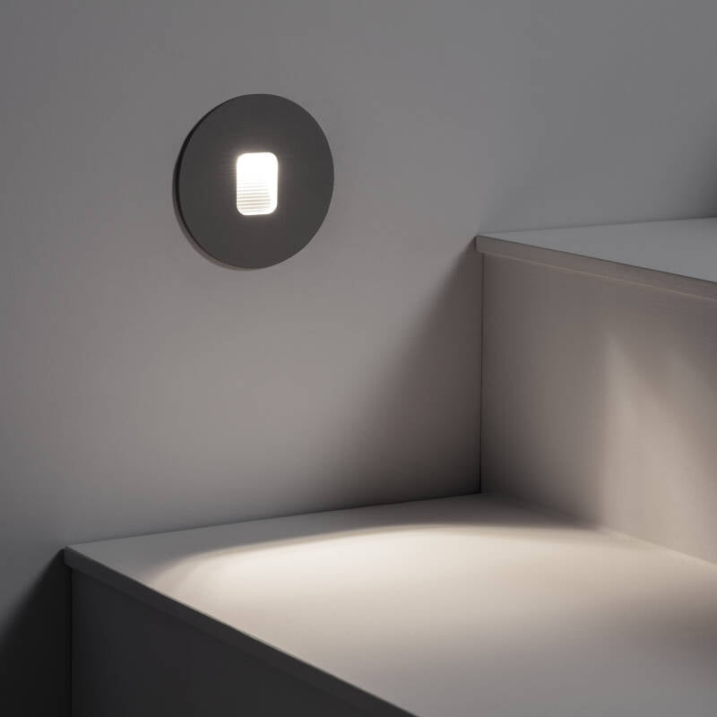 Baliza Exterior LED de 2W Encastrável em Alumínio Parede Circular Olite