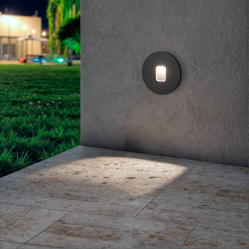 Baliza Exterior LED de 2W Encastrável em Alumínio Parede Circular Olite