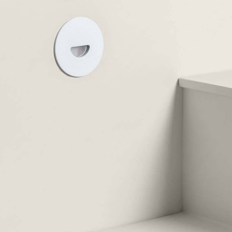 Baliza Exterior LED de 2 W, Encastrável, em Alumínio, Circular, para Parede, Branca, Guell