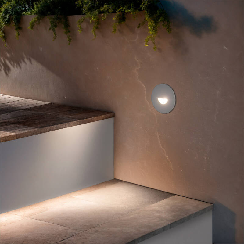 Baliza Exterior LED de 2 W, Encastrável, em Alumínio, Circular, para Parede, Branca, Guell