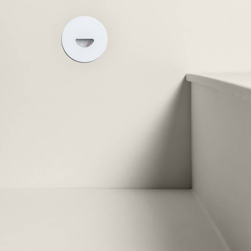 Baliza Exterior LED de 2 W, Encastrável, em Alumínio, Circular, para Parede, Branca, Guell