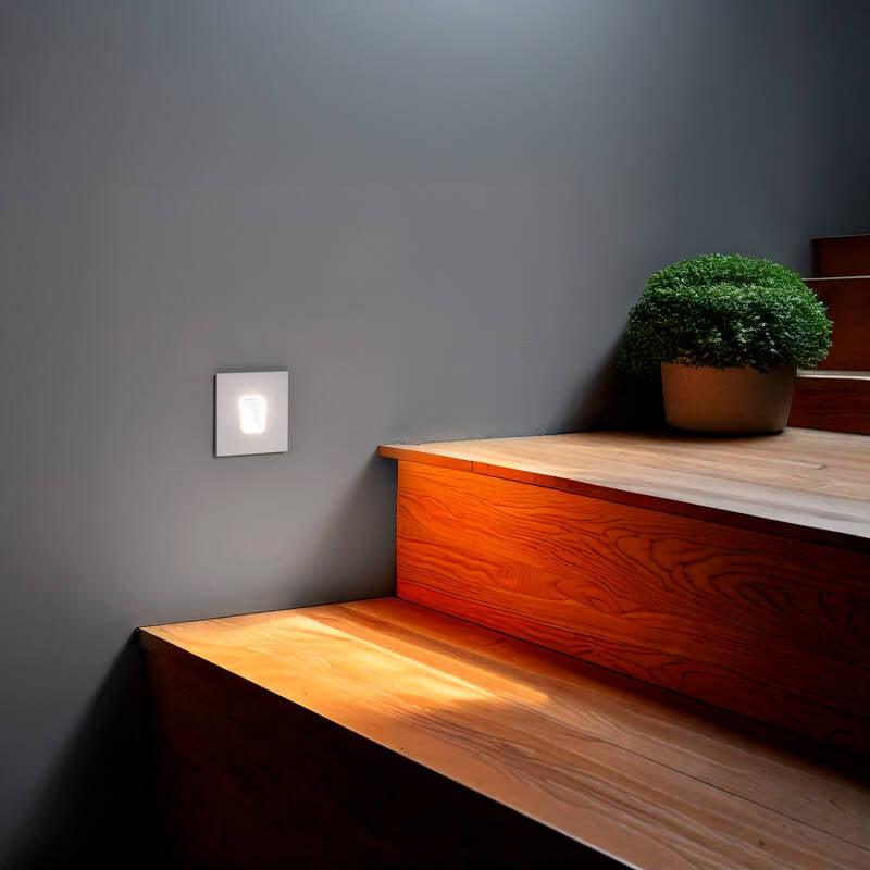 Baliza Exterior LED de 2 W, Encastrável, em Alumínio, para Parede, Quadrada, Branca, Olite