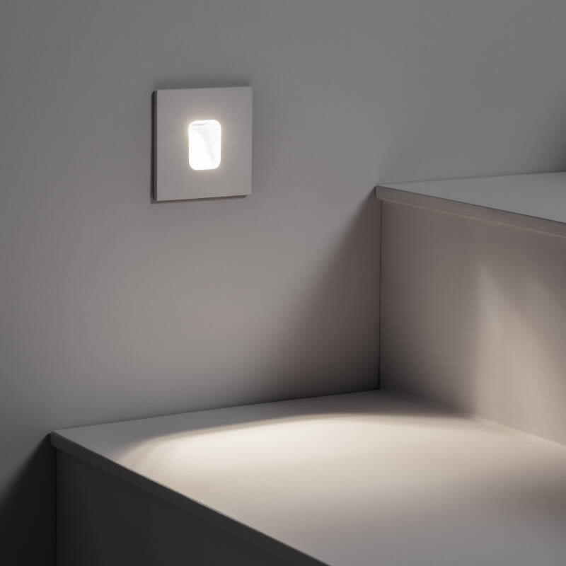 Baliza Exterior LED de 2 W, Encastrável, em Alumínio, para Parede, Quadrada, Branca, Olite