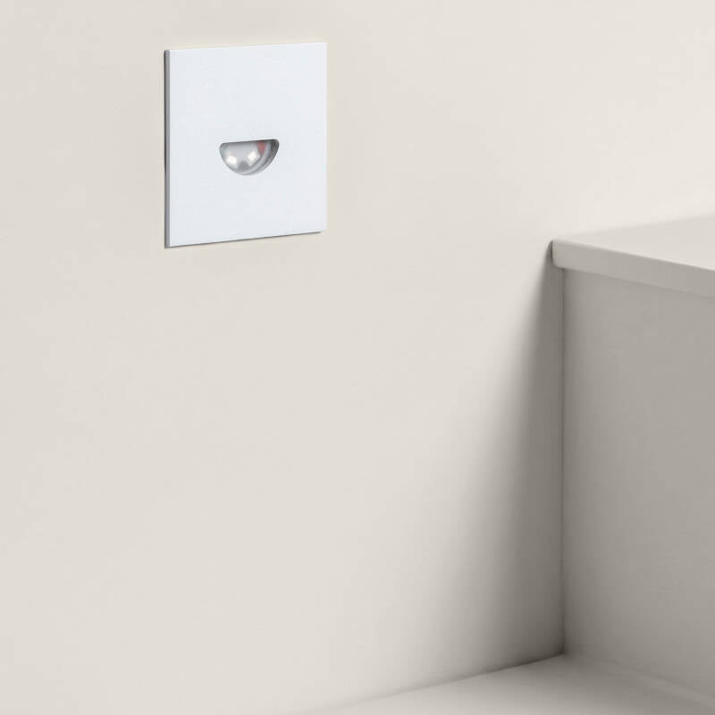 Baliza Exterior LED de 2 W, Encastrável, em Alumínio, para Parede, Quadrada, Branca, Guell