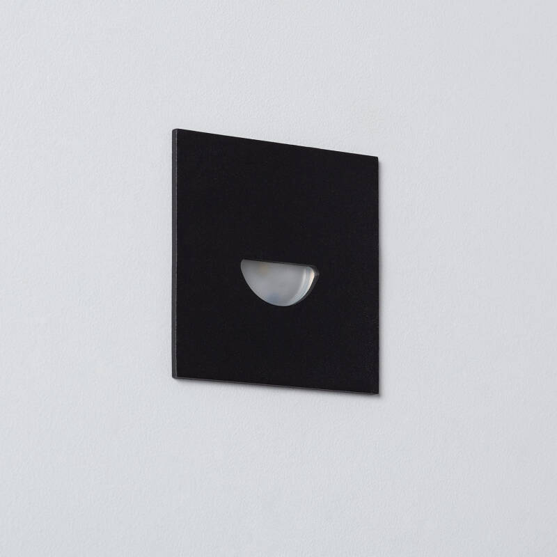 Baliza Exterior LED de 2 W, Encastrável, em Alumínio, para Parede, Quadrada, Preta, Guell