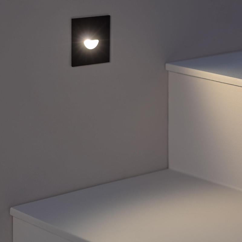 Baliza Exterior LED de 2 W, Encastrável, em Alumínio, para Parede, Quadrada, Preta, Guell