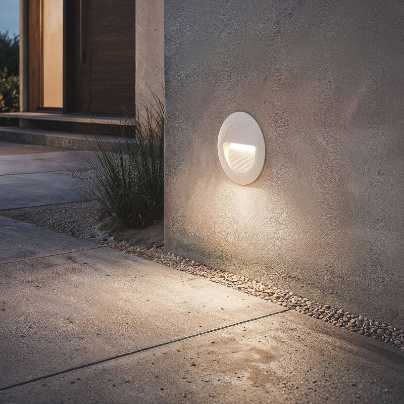 Baliza Exterior LED de 3W Encastrável em Alumínio Parede Circular Olite