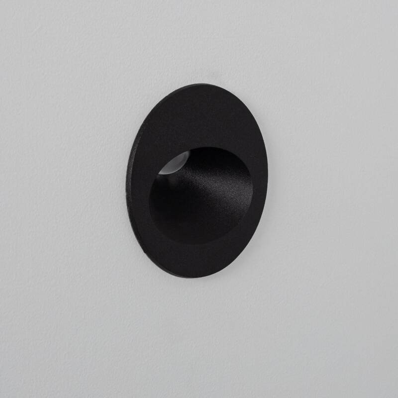 Baliza Exterior LED 3W Embutida Parede Circular Preta Coney