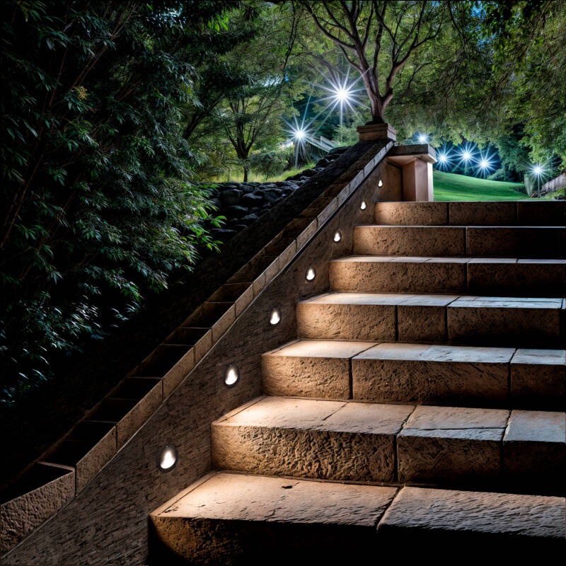 Baliza Exterior LED 3W Embutida Parede Circular Preta Coney