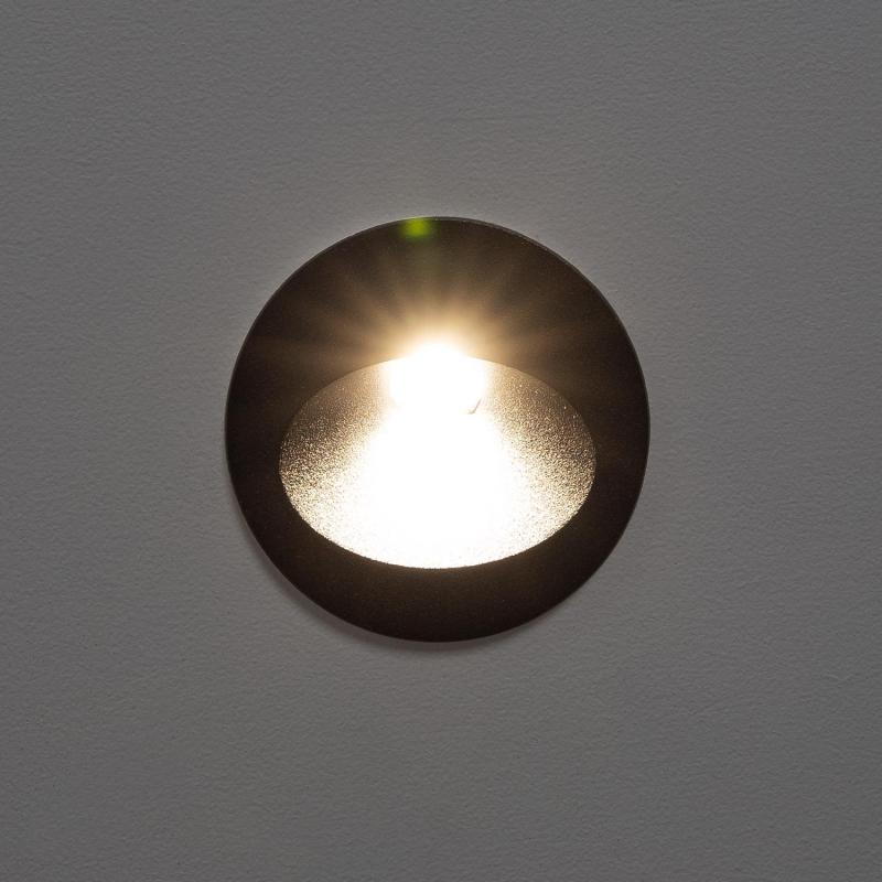 Baliza Exterior LED 3W Embutida Parede Circular Preta Coney