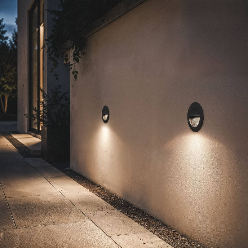 Baliza Exterior LED de 3W Encastrável em Alumínio Parede Circular Segre