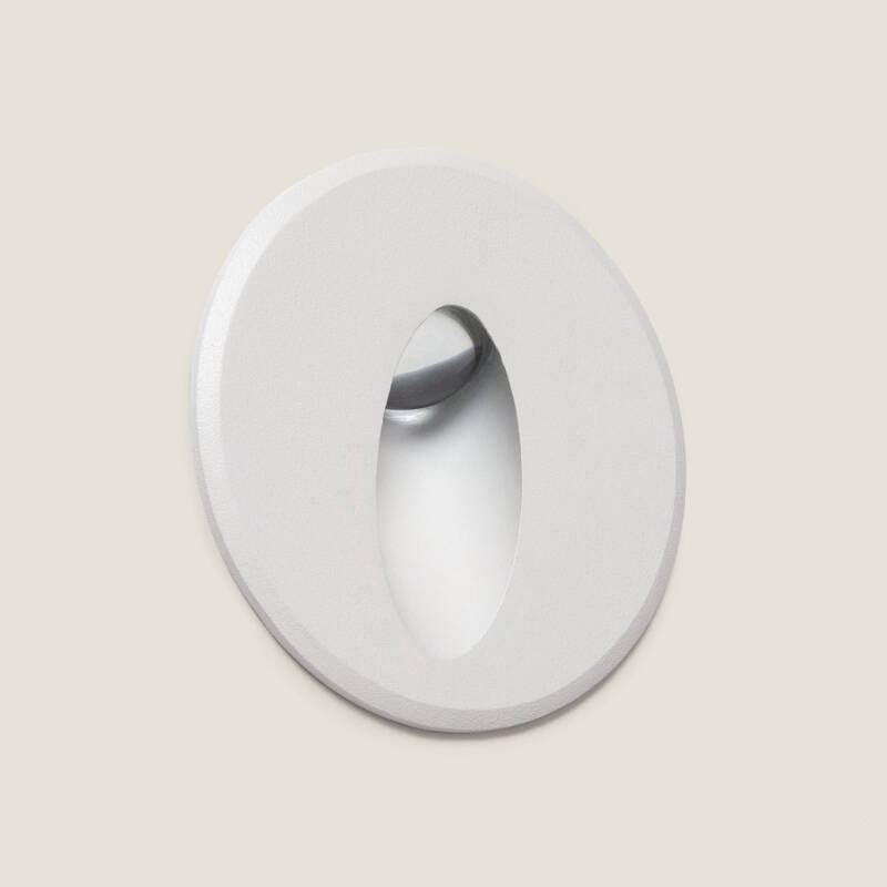 Baliza Exterior LED de 3 W, Encastrável de parede, circular, em Alumínio, Oval, Modelo Adam